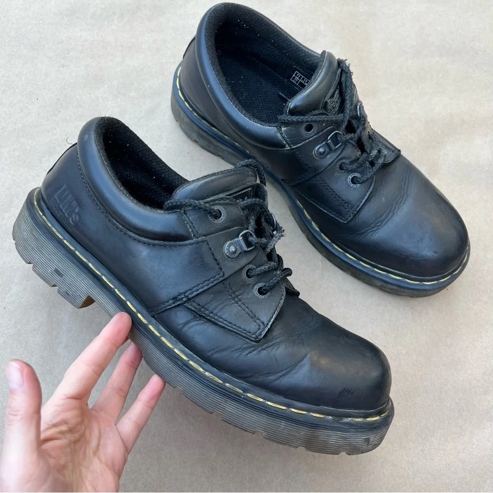 Vintage Dr. Martens Industrial Work Shoes Black Leather Low Top 2008 Size 11
